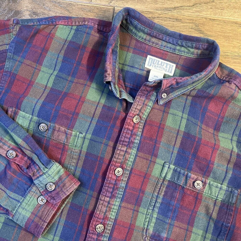 Duluth Trading‎ Flannel Button Down Shirt Plaid Cotton Men’s 2XL XXL